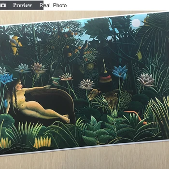 Анри Руссо, тропические леса, натуральные животные, женщина, печать на холсте, плакат, настенная картина, искусство, гостиная, домашний декор Изображение 2