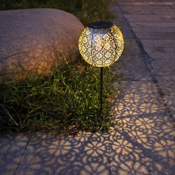 Солнечный уличный садовый светильник из кованого железа Напольный шаровой светильник