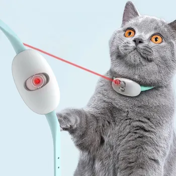 Умный Лазерный Ошейник для Дразнения Кошек, Электрическая зарядка через USB, Носимые автоматически игрушки для котенка, Интерактивное обучение, игрушки для упражнений с домашними животными