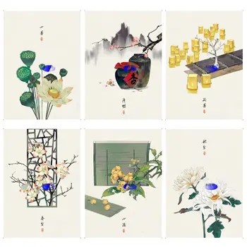 Китайский стиль DIY липкий плакат HD Качество Настенное искусство ретро плакаты для дома Скандинавский домашний декор