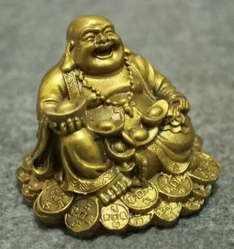 китайский буддизм медное богатство счастливый смех статуя Будды Майтрейи Изображение 2