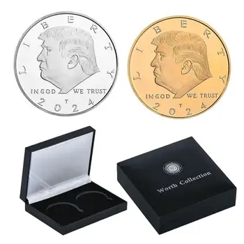Новая Коллекция Памятных монет Президента Америки Трампа 2024 Года, Ремесла, Значок в американском стиле, Украшение дома, Сувениры, Монеты, подарок