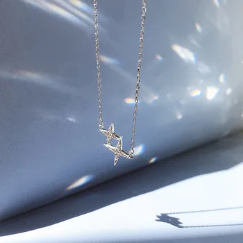 Ожерелье Polaris из стерлингового Серебра 925 Пробы, Изысканная подвеска в виде одной Большой и одной Маленькой Звезды, подарок для девочек, Модные Свадебные украшения Изображение 2