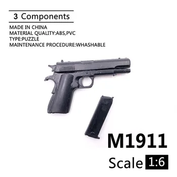 1/6 Масштабный тип M1911 A1 Черная модель пистолета Аксессуар для солдата Приложение к оружию 4D Пистолет Простая модель для 12 