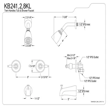 KB241KL Смеситель для ванны и душа Knight, полированный Хром Изображение 2