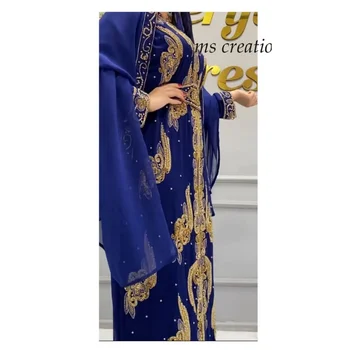 Синие Свадебные Кафтаны, платье Farasha Abaya, Дубай, Марокко, Вечернее платье, европейские и американские модные тенденции Изображение 2