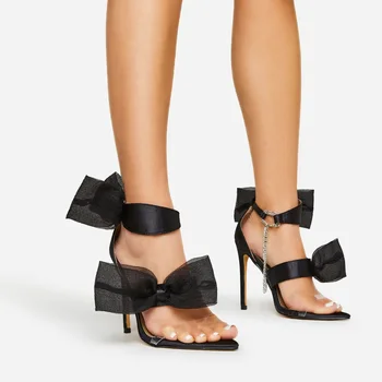 эластичный ремень сандалии каблуки черные туфли на высоком каблуке большой размер 43 сексуальные насосы с открытым носком женская обувь на высоком каблуке дизайнер сандалии