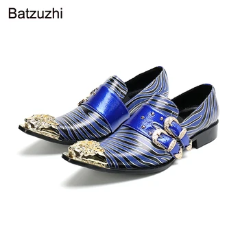 Batzuzhi/ Мужская обувь Итальянского Типа, Кожаные Модельные туфли ручной работы с Золотым Поясом для Мужчин, Свадебные туфли и вечерние Zapatos Hombre, 38-47