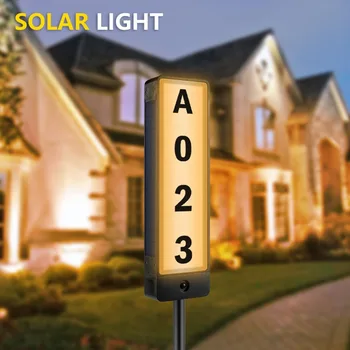 Светодиодные наружные Напольные фонари на солнечной энергии, установленные на дверной табличке, Цифровые двухсторонние указатели адреса входа во внутренний двор и сад