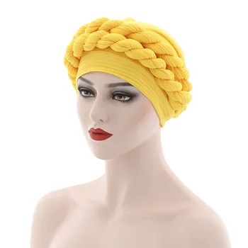 новая популярная шляпа Baotou плетеная шляпа случайная льняная гофрированная плетеная мусульманская шляпа Изображение 2