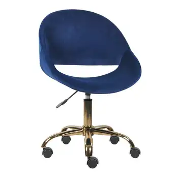 Бархатное Регулируемое Кресло для туалетного столика со средней спинкой, синий