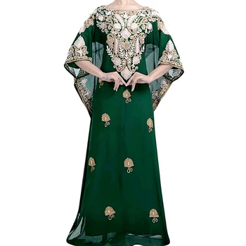Кафтан из зеленого жоржета, Дубайский кафтан Farasha Abaya, европейские и американские модные тенденции