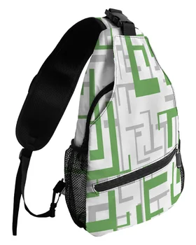 Современная Художественная Геометрия, Зелено-серая Нагрудная сумка для мужчин и Женщин, Повседневная сумка через плечо для путешествий на открытом воздухе, Водонепроницаемая сумка-слинг Изображение 2
