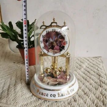 Часы в европейском стиле, стеклянная крышка колокольчика, керамическая основа, настольные часы, скандинавский ретро-дом, часы для украшения гостиной Изображение 2
