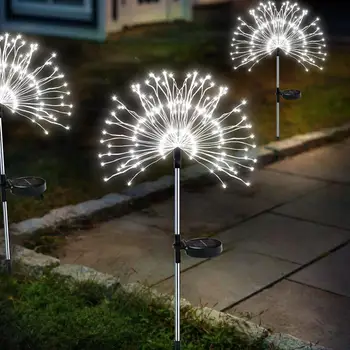 Солнечный 200led светильник для фейерверков, сгибаемый, 8 режимов Ip65, водонепроницаемые декоративные лампы для сада на лужайке