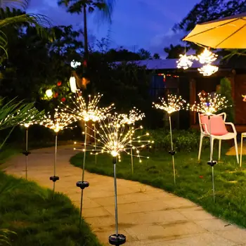 Солнечный 200led светильник для фейерверков, сгибаемый, 8 режимов Ip65, водонепроницаемые декоративные лампы для сада на лужайке Изображение 2