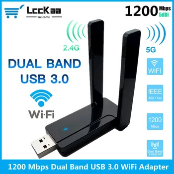 LccKaa 1200 Мбит/с USB 3,0 WiFi Адаптер Двухдиапазонный 2,4 ГГц 5 ГГц 802.11AC/A/B/G/N Wifi Антенна Ключ Сетевая карта Для Настольного ноутбука