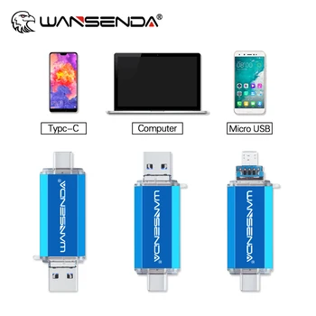 Wansenda 3-в-1 USB Флэш-накопитель USB 3.0 и Type-C и Micro USB 512 ГБ 256 ГБ 128 ГБ Флешка 64 ГБ 32 ГБ OTG-накопитель Cle Memory Stick Изображение 2