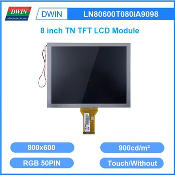 DWIN 8-Дюймовый 800x600 TN TFT ЖК-монитор 900 Яркий 24-битный RGB Емкостный Резистивный Сенсорный Экран LN80600T080IA9098