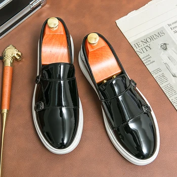 Новая дизайнерская мужская обувь из натуральной кожи, повседневная мужская обувь, универсальная для мужской работы, деловая обувь, мужские лоферы Изображение 2