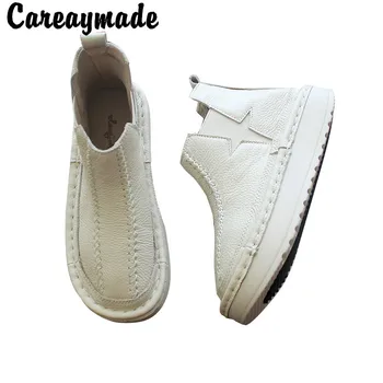 Careaymade-женские ботинки, удобные женские ботинки на плоской подошве, теплые сапоги с ворсинками из натуральной кожи, сапоги из маффинов ручной работы