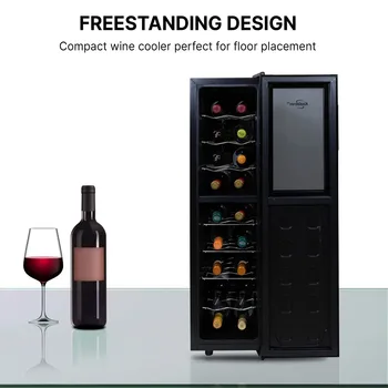 Отдельно стоящий холодильник Koolatron для винного погреба на 18 бутылок, двухзонный охладитель вина Изображение 2