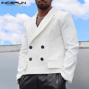 INCERUN Модный мужской костюм, Куртки с длинными рукавами, модное пальто в американском стиле, Свободный модный костюм с длинными рукавами S-5XL 2023