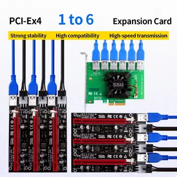 Pci-e 4x Подключается непосредственно к плате адаптера для майнинга Btc Miner Удобная 6-портовая карта Usb3.0 Riser Card Для майнинга Btc