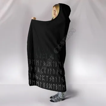 Одеяло с капюшоном в стиле Викингов Odin Raven С 3D принтом, пригодное для носки Одеяло Для взрослых Для детей, одеяло с капюшоном Изображение 2