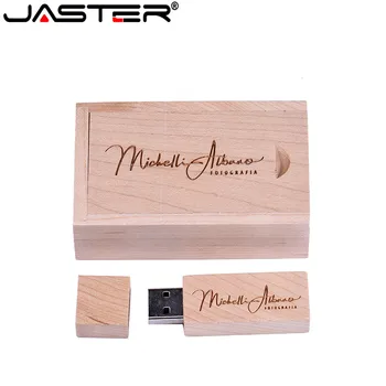 JASTER maple деревянный + коробка с выгравированным логотипом USB флэш-накопитель 4 ГБ 8 ГБ 16 ГБ 32 ГБ 64 ГБ USB 2.0 фотография подарочный U-диск