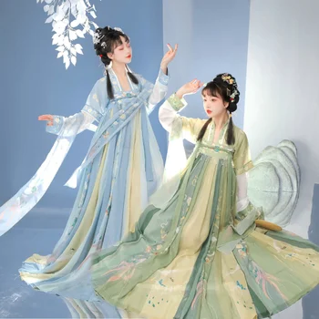 2022 Полный комплект Китайского Традиционного зеленого Танцевального платья Феи Ханфу, Костюмы Принцессы с вышивкой, Народная сценическая одежда, Костюм для женщин