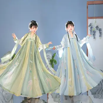 2022 Полный комплект Китайского Традиционного зеленого Танцевального платья Феи Ханфу, Костюмы Принцессы с вышивкой, Народная сценическая одежда, Костюм для женщин Изображение 2