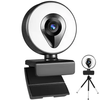 Камера с автоматической фокусировкой 4K Beauty с микрофоном, 2K HD Touch USB, веб-камера с разрешением 1080P, заполняющий свет для ПК, компьютера Mac, настольного компьютера, YouTube, Skype Mini