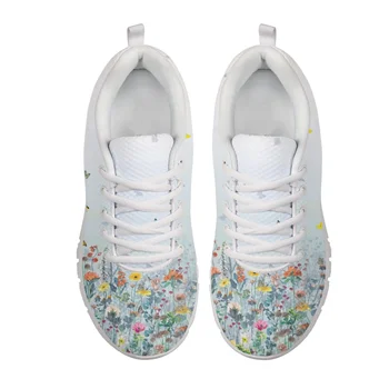 Yikeluo Женская обувь на плоской подошве с бабочками и цветами Дизайн Модная Сетчатая удобная женская обувь Повседневные кроссовки для женщин Zapatos Изображение 2