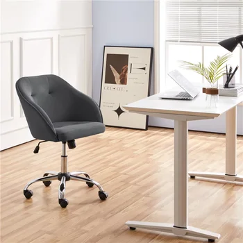 Современное Бархатное Регулируемое Поворотное офисное кресло, серое игровое кресло, Элегантный дизайн коммерческой мебели Изображение 2