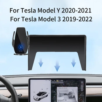 Автомобильный держатель для телефона Tesla Model 3 Y 2019-2022, кронштейн для навигации по экрану, магнитная подставка для беспроводной зарядки new energy