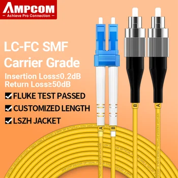 Волоконно-оптический Патч-кабель AMPCOM LC-FC UPC Однорежимный Дуплексный SMF 9/125 мкм Однорежимный Нечувствительный К Изгибу Волоконно-оптический шнур 2,0 мм
