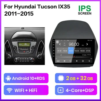 Автомагнитола Android 10 для Hyundai Tucson IX35 2011-2015, 10-дюймовый сенсорный FM-радио, GPS-навигатор, плеер, управление рулевым колесом