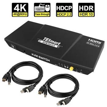 TESmart Коммутаторы KVM HDMI Видео Коммутатор USB 2.0 Горячая Клавиша ИК Пульт Дистанционного Управления 2x1 4K 60Hz 2 Порта USB HDMI KVM Переключатель Изображение 2