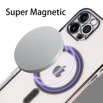 2022 Новый Чехол для телефона с магнитной зарядкой для iPhone 12 11 Pro Max Protect Clear TPU Plating Cover