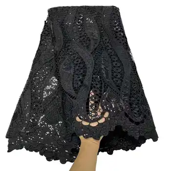 Африканская Сетчатая Кружевная ткань 2023, Высококачественная Черная Кружевная ткань из французского тюля С блестками Для женщин, свадебных платьев для вечеринок