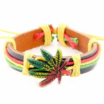 Модные кленовые листья, Раста, конопляный браслет, регулируемый веревочный браслет, подарок MB103