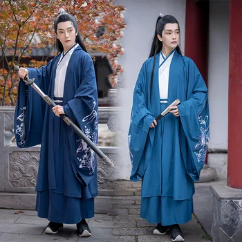 Китайское платье, древние черные корейские платья Hanfu, Кимоно для народных танцев в китайском стиле, Традиционные мужские костюмы для боевых искусств