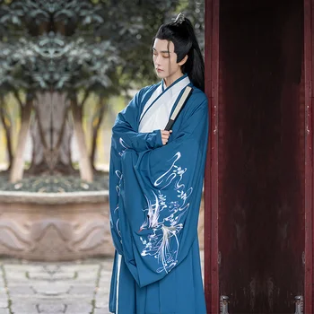 Китайское платье, древние черные корейские платья Hanfu, Кимоно для народных танцев в китайском стиле, Традиционные мужские костюмы для боевых искусств Изображение 2