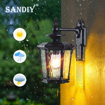 SANDIY, уличная люстра на крыльце, настенный светильник, Водонепроницаемое винтажное освещение для ворот дома, патио, наружное Бра, светодиодная лампа