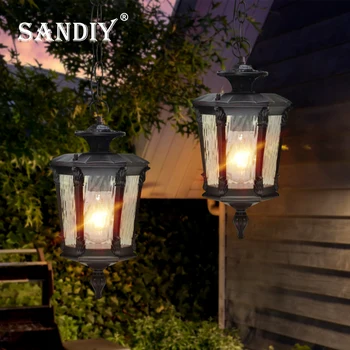 SANDIY, уличная люстра на крыльце, настенный светильник, Водонепроницаемое винтажное освещение для ворот дома, патио, наружное Бра, светодиодная лампа Изображение 2