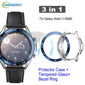 Металлическое кольцо с Рамкой 3в1 Для Samsung Galaxy Watch 3 45 мм HD Закаленное Стекло Для Galaxy Watch3 45 мм R820 Защитный Чехол Аксессуары