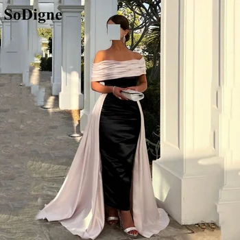 SoDigne/ Черно-Розовые Вечерние платья Memraid, платье для выпускного вечера со съемным шлейфом, Элегантное вечернее платье без бретелек для женщин