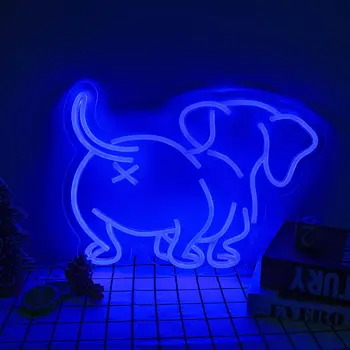 Милая собачка, светодиодная неоновая вывеска, Детская комната, ИСКУССТВО, Настенный ночник, лампа для украшения вечеринки, неоновый светильник с питанием от USB