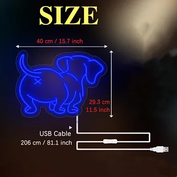 Милая собачка, светодиодная неоновая вывеска, Детская комната, ИСКУССТВО, Настенный ночник, лампа для украшения вечеринки, неоновый светильник с питанием от USB Изображение 2